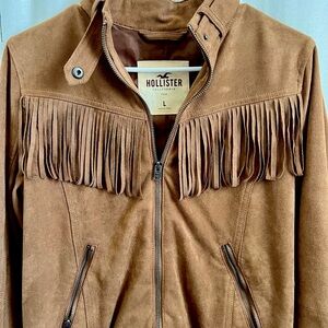 Hollister Tan Suede Fringe Jacket